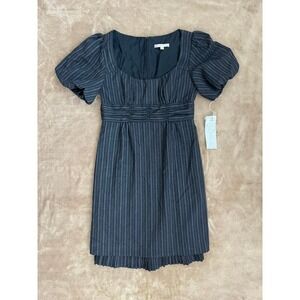 Nanette Lepore Puff Sleeve Pinstripe Dress‎ Women's Size 4 NWT